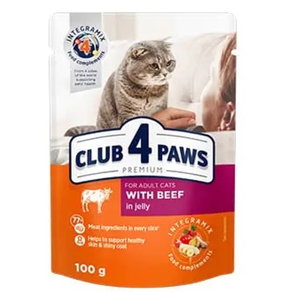 Клуб 4 Лапи Premium Beef 24х100 г з яловичиною в желе для котів