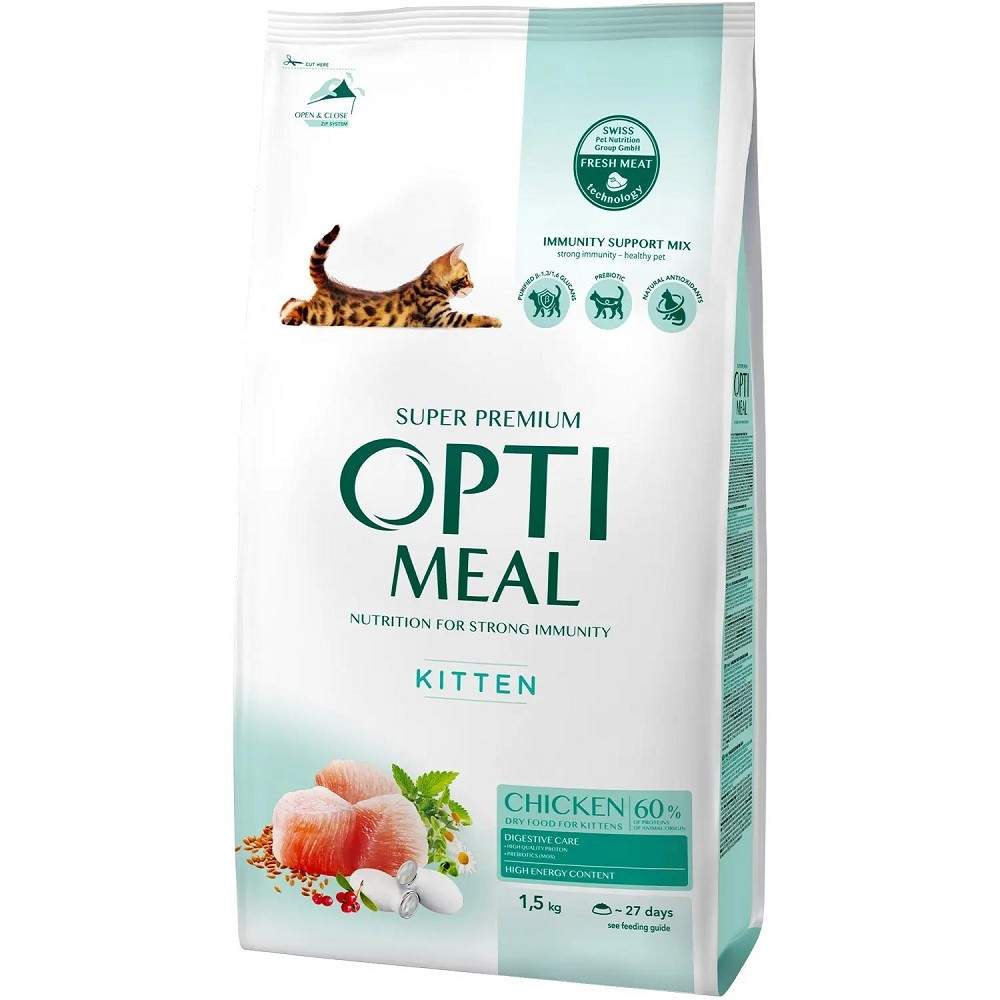 Optimeal Kittens Chicken 1.5 кг сухий корм для кошенят з куркою