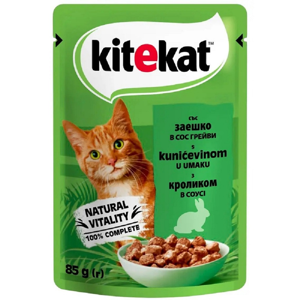 Вологий корм Kitekat для кішок із кроликом у соусі 28*85 г