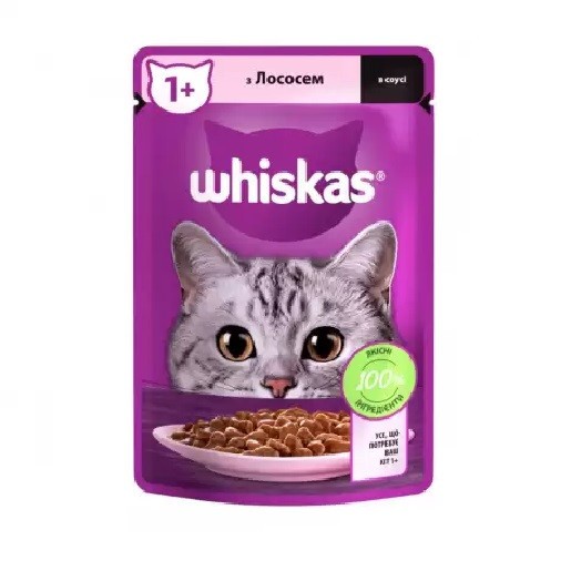 Whiskas пауч для кішок з лососем у соусі 28*85 г