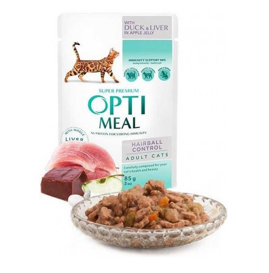 Optimeal Hairball Control Duck Liver для кішок з качкою 85 г