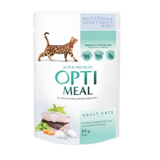 Optimeal Cod Fish Vegetable з тріскою в желе для котів 85 г