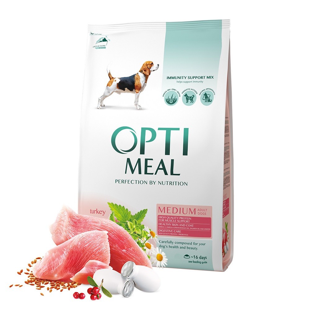 Optimeal Medium Dog для собак средних пород с индейкой 4 кг