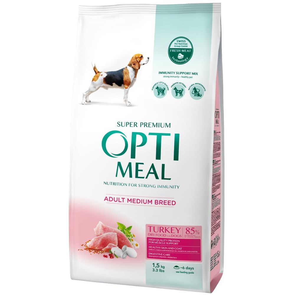 Optimeal Medium Dog для собак середніх порід з індичкою 1.5 кг