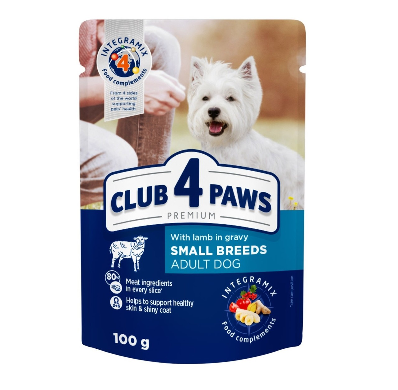 Клуб 4 Лапи Premium Small Breeds Lamb для собак з ягняти в соусі 24х100 г