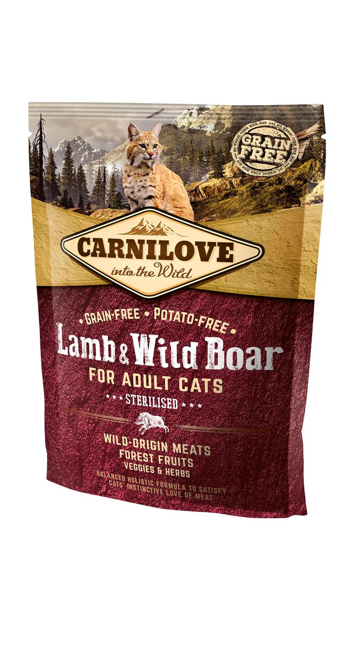 Carnilove Lamb Wild Boar Sterilised для стерилизованных кошек с ягненком и кабаном 400 г