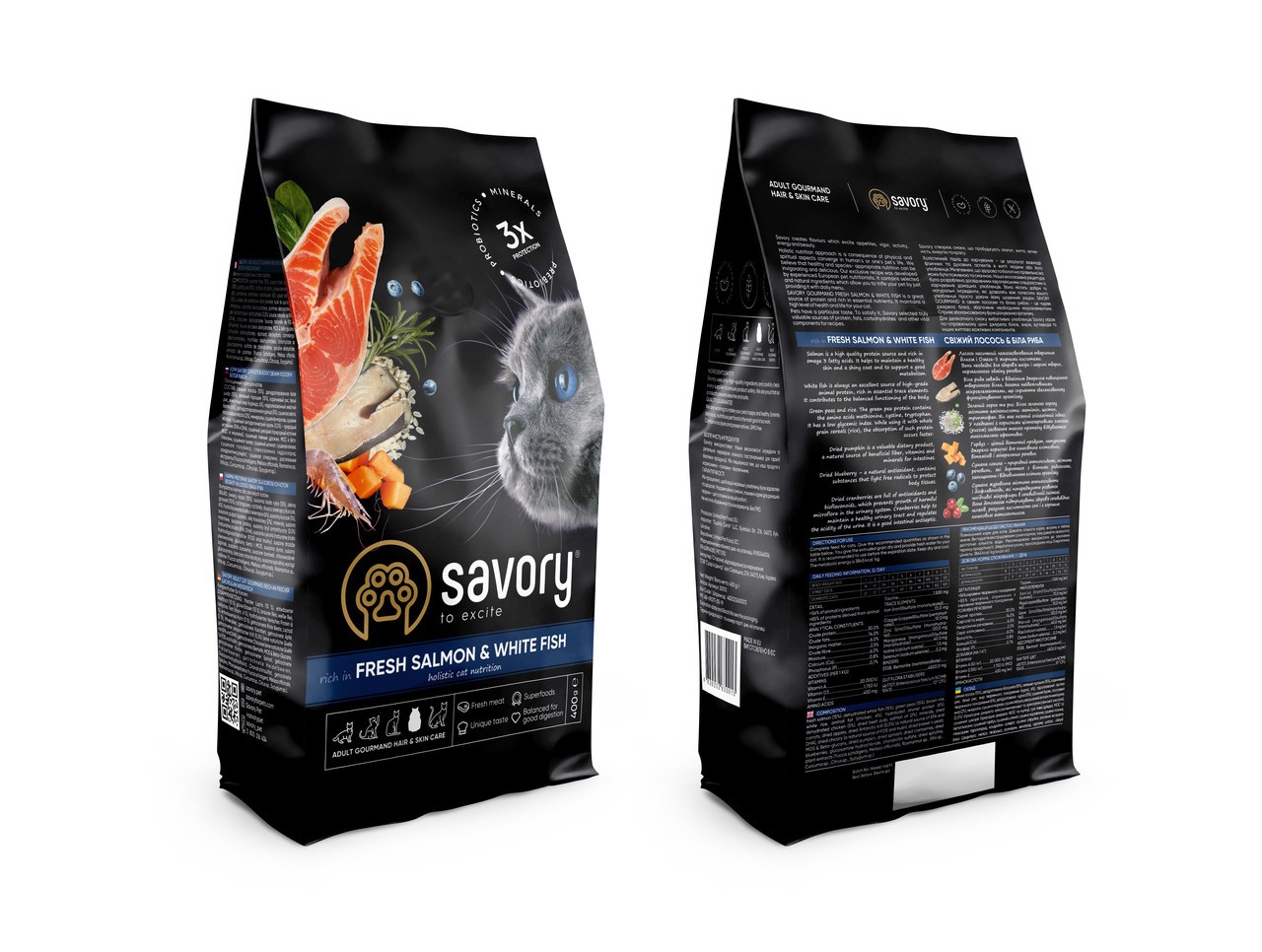 Savory Adult Cat Salmon White Fish для кошек с лососем 400 г