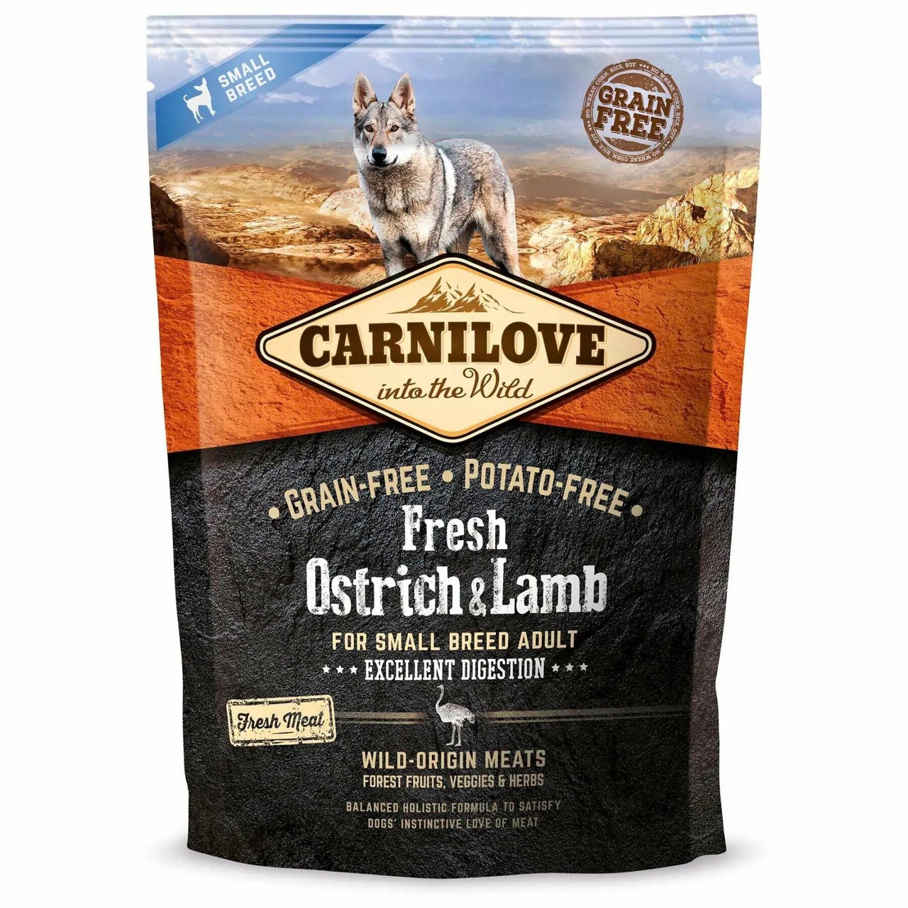 Carnilove Small Breed Ostrich Lamb для собак з м'ясом страуса та ягняти 1.5 кг