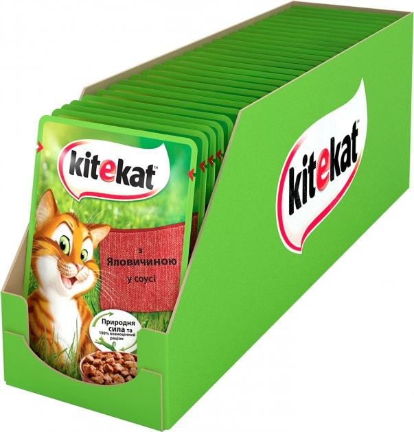 Влажный корм Kitekat для кошек с говядиной в соусе 28*85 г