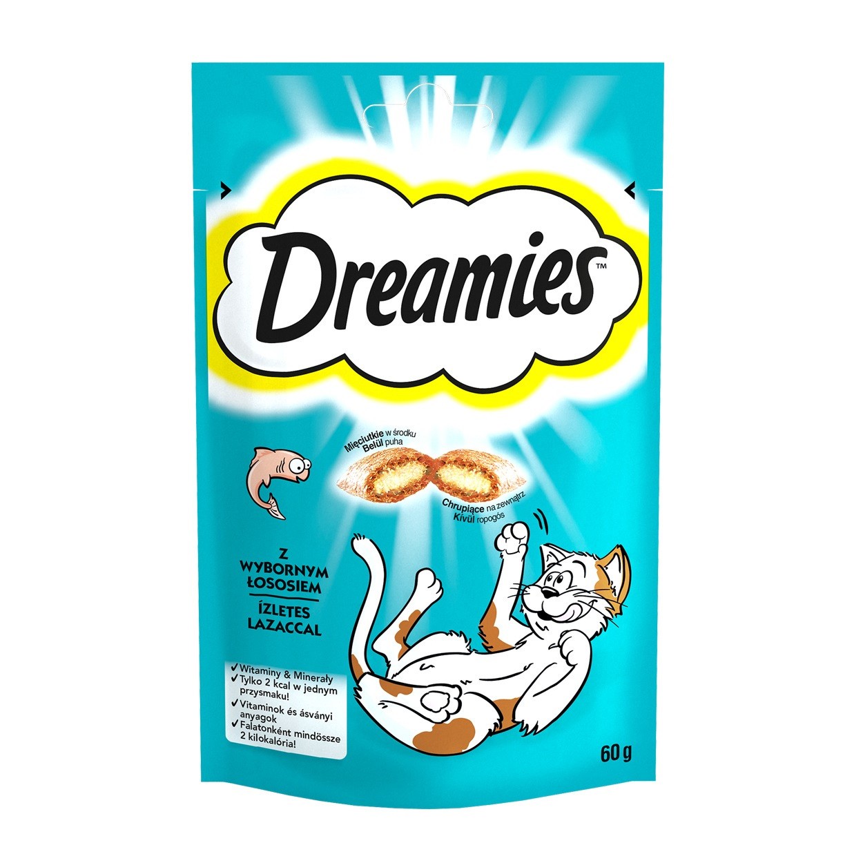 Ласощі Dreamies подушечки з лососем для котів 60 г