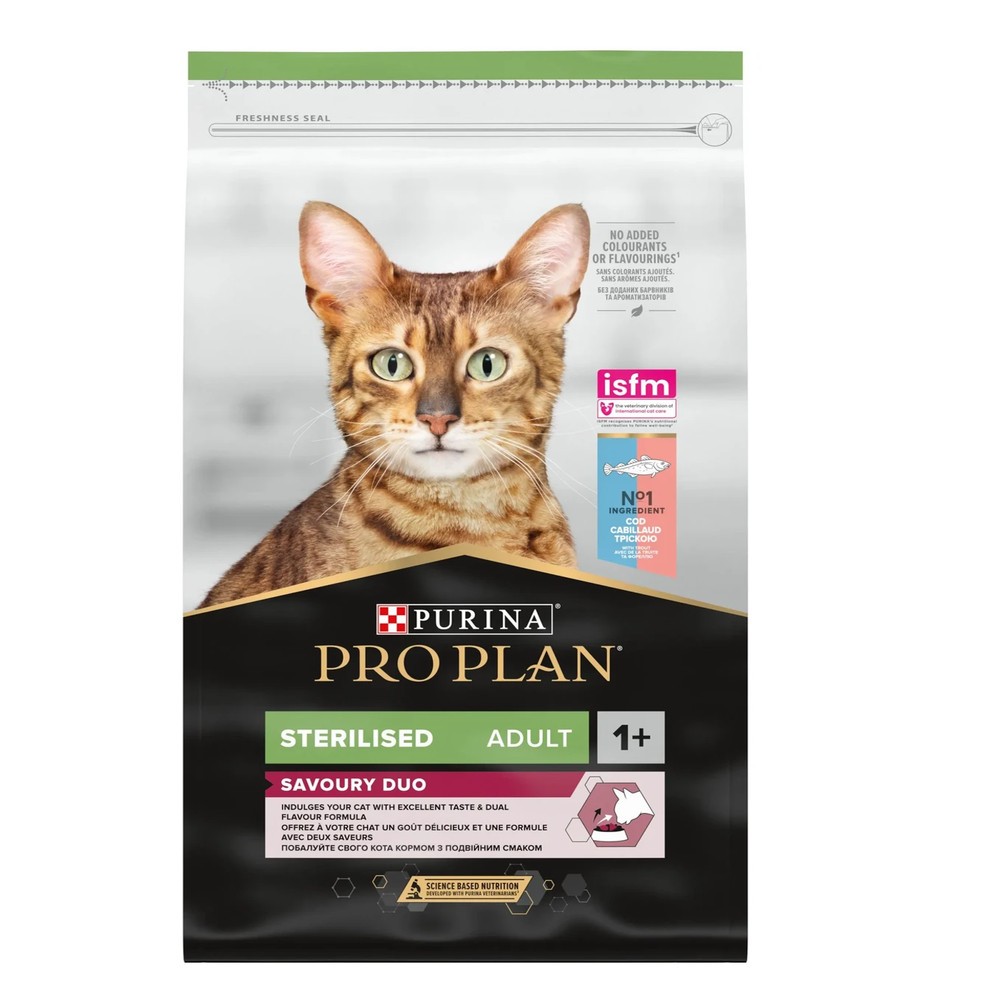 Purina Pro Plan Cat Sterilised Savoury Duo Сod & Тrout с треской для стерилизованных кошек 3 кг