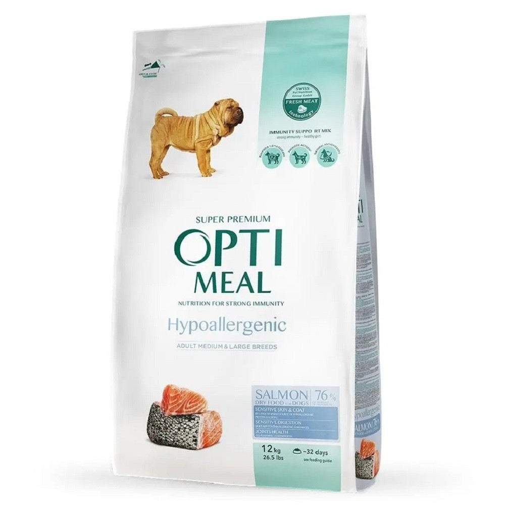 Optimeal Hypoallergenic Medium Large для собак середніх та великих порід з лососем 12 кг