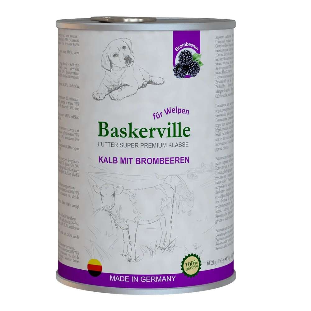 Baskerville Super Premium Kalb Mit Brombeerenе телятина и ежевика для щенков 800 г