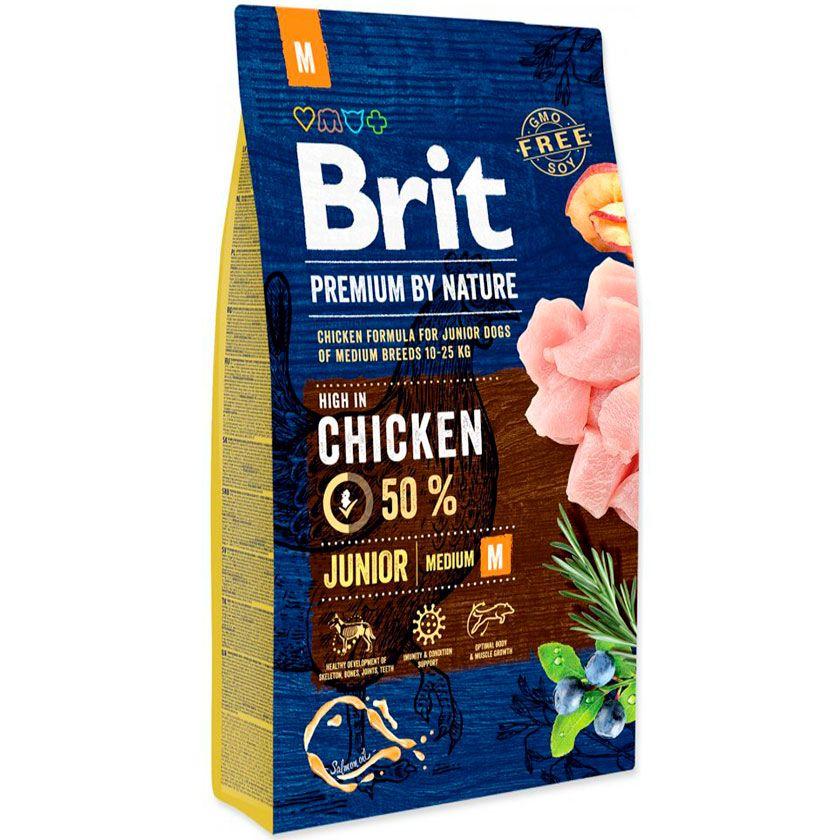 Brit Premium Junior Medium M для щенков с курицей 15 кг