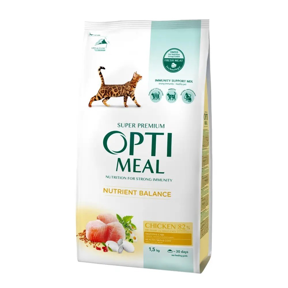 Optimeal Cat Chicken для кошек с мясом курицы 1.5 кг