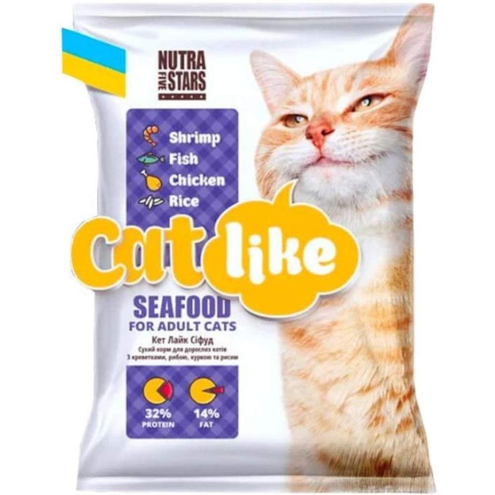 Nutra 5 stars, Cat like Seafood для котов с креветкой, курицей, рыбой и рисом 10 кг