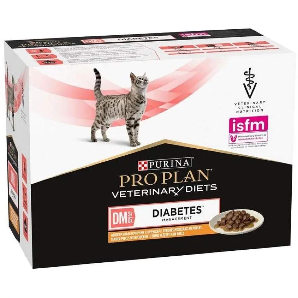 Purina Pro Plan Veterinary Diets DM Diabetes Managment для кошек в соусе с курицей 10х80 г