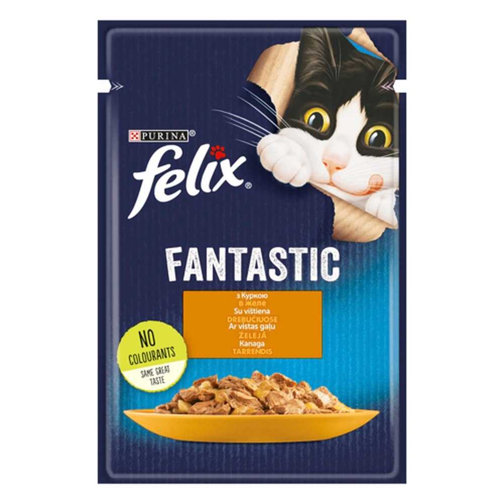 Влажный корм для кошек Felix Fantastic кусочки в желе с курицей 26*85 г