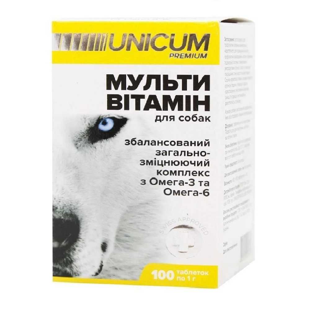 Вітаміни Unicum Premium для собак мультивітаміни, 100 таблеток, 100 г (UN-016)
