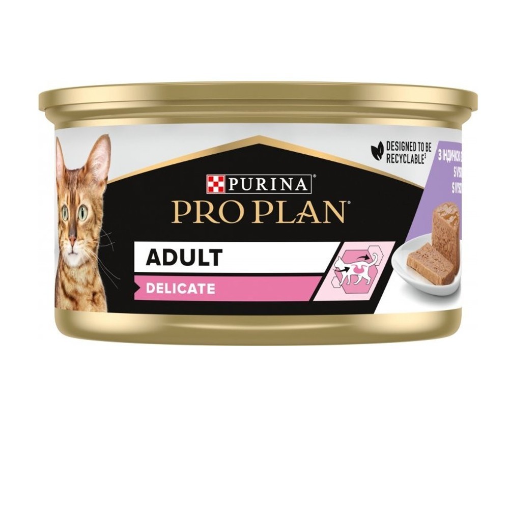 Purina Pro Plan Delicate Turkey паштет с индейкой для кошек 24х85 г