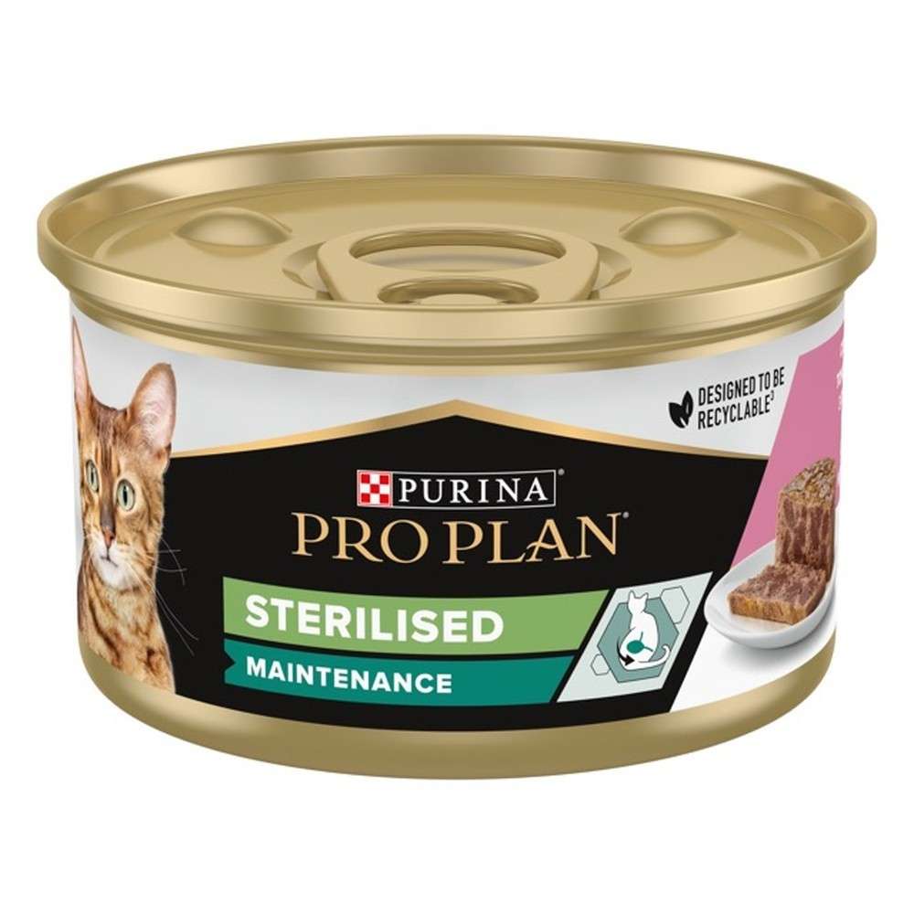 Purina Pro Plan Adult Sterilised в паштете с тунцом и лососем для стерилизованных кошек 24х85 г