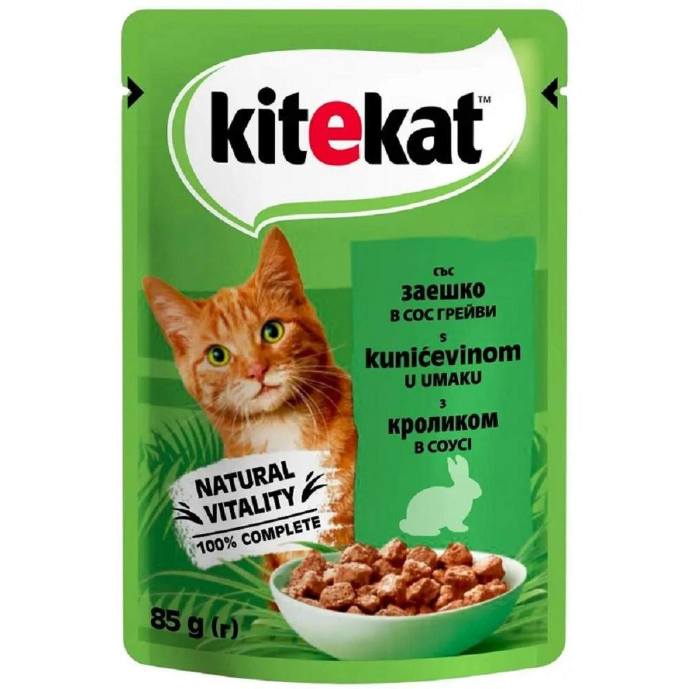 Влажный корм Kitekat для кошек с кроликом в соусе 28*85 г