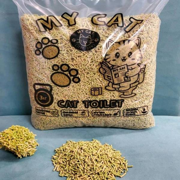 Наполнитель для кошачьего туалета My Cat кукурузно-соевый наполнитель, дыня 3 кг